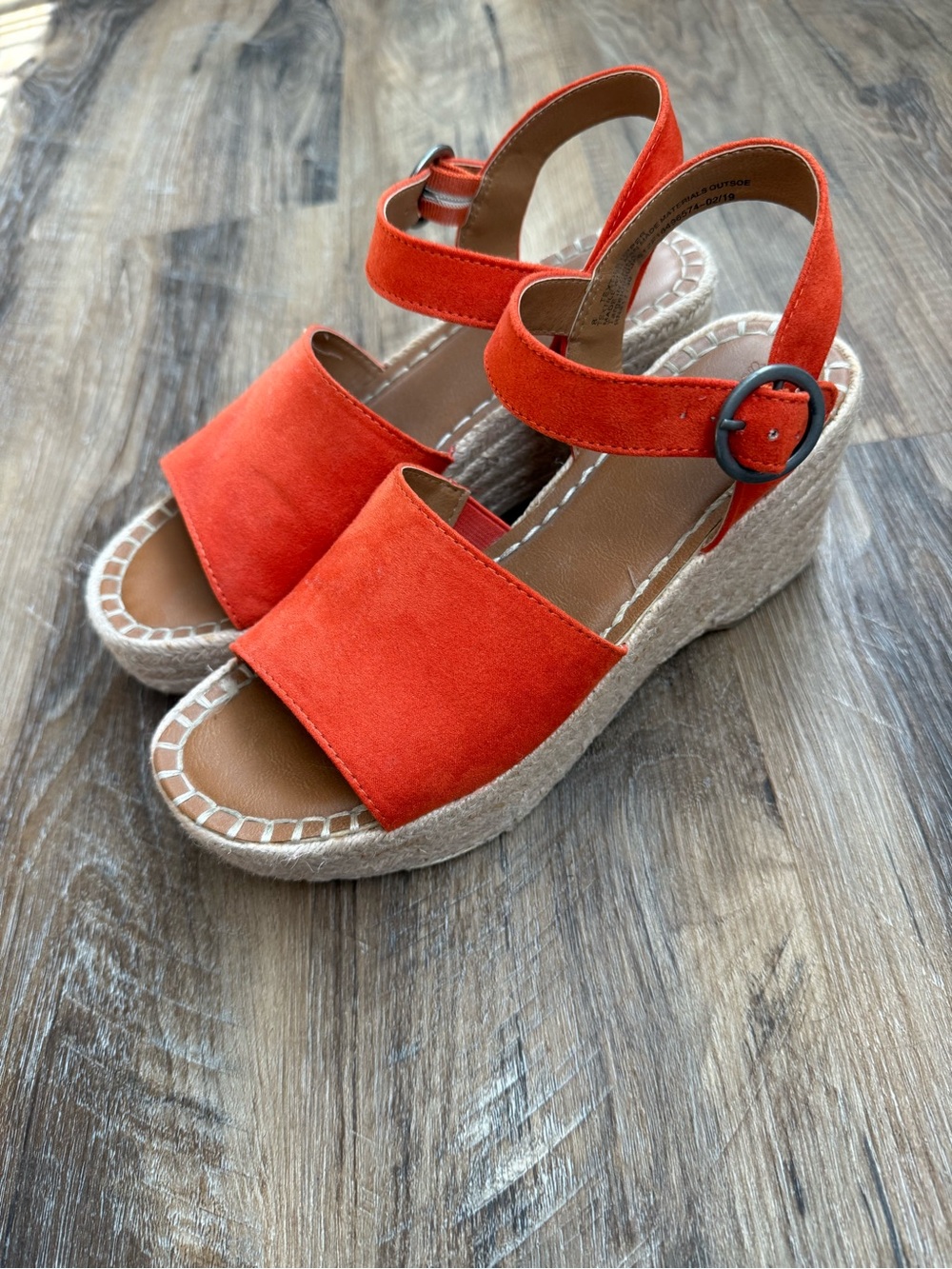 Universal Thread Orange Suede Espadrille Wedge Sandals